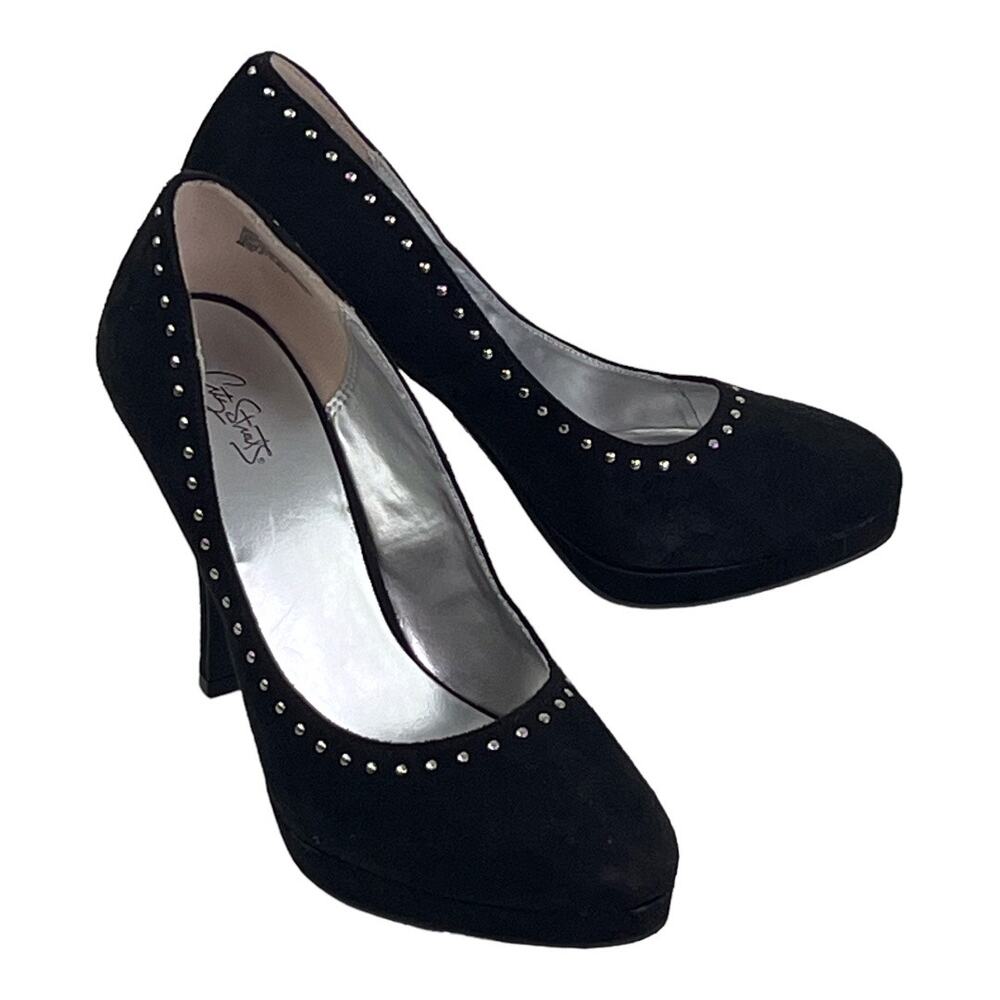 City Streets Black Suede High Heels Women's Size 8.5 , Heel 4.75 inches